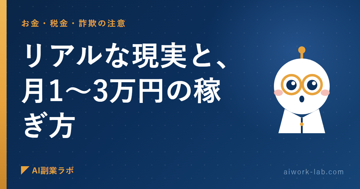 正直に言う。AI副業のリアルな現実と、月1〜3万円の稼ぎ方